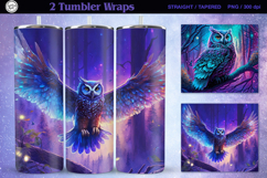2 Vivid Owl Tumbler Sublimation, 20 oz Tumbler Wraps Product Image 1