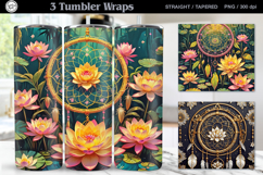 Lotus Dream CatcherTumbler Sublimation, 20 oz PNG Product Image 1