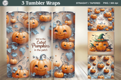 3 Cute Pumpkiins Tumbler Sublimation, 20 oz Tumbler Wrap Product Image 1