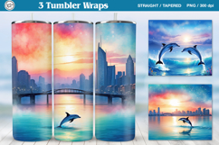 Dolphin Tumbler Sublimation, 20 oz Tumbler Wrap Product Image 1