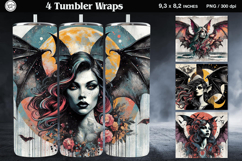 4 Vampire Seamless Tumbler Sublimation, 20 oz Tumbler Wrap Product Image 1