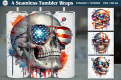 4th of July | Skull Sublimation, 20 oz Tumbler Wrap Product Image 1