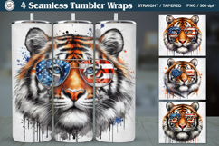 4th of July| Tiger Sublimation, 20 oz Tumbler Wrap Product Image 1
