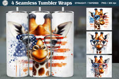 4th of July | Giraffe Sublimation, 20 oz Tumbler Wrap Product Image 1
