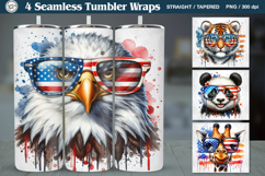4th of July | Animals Sublimation, 20 oz Tumbler Wrap Product Image 1