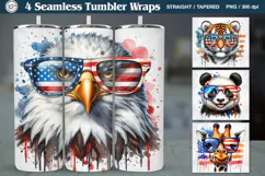 4th of July | Animals Sublimation, 20 oz Tumbler Wrap Product Image 1