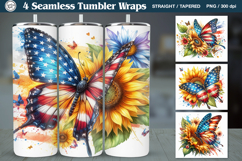 4th of July | Butterfly Sublimation, 20 oz Tumbler Wrap Product Image 2