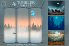 4 Wild Bear Tumbler Wrap Sublimation, 20 oz Product Image 1