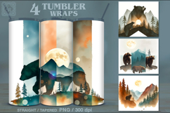 4 Wild Bear Tumbler Wrap Sublimation, 20 oz Product Image 1