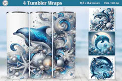 Ocean Dolphin Tumbler Wrap 20 oz Skinny Product Image 1