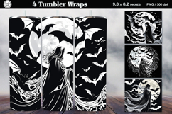 4 Creepy Ghost Tumbler Sublimation, 20 oz Tumbler Wrap Product Image 1