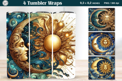 4 Celestial Tumbler Wrap. Day and Night 20 oz PNG Product Image 1