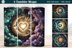4 Celestial Tumbler Wrap. Day and Night 20 oz PNG Product Image 1