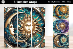 4 Celestial Tumbler Wrap. Day and Night 20 oz PNG Product Image 1