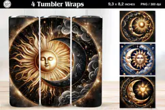 4 Celestial Tumbler Wrap. Day and Night 20 oz PNG Product Image 1