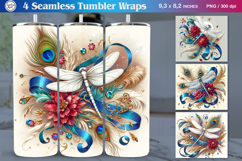 4 Dragonfly Tumbler Sublimation, 20 oz Tumbler Wrap Product Image 1