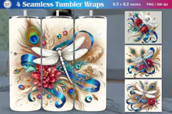 4 Dragonfly Tumbler Sublimation, 20 oz Tumbler Wrap Product Image 1