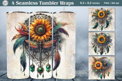 Gothic Sunflower Tumbler Wrap Sublimation, 20 oz Product Image 1