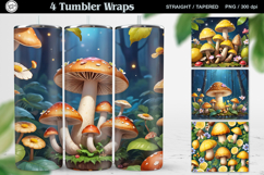 Mushroom Tumbler Sublimation, 20oz Tumbler Wrap Product Image 1