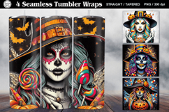 4 Witch Seamless Tumbler Sublimation, 20 oz Tumbler Wrap Product Image 1