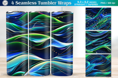 4 Vivid Neon Lines Tumbler Sublimations , 20 oz Tumbler Wrap Product Image 1