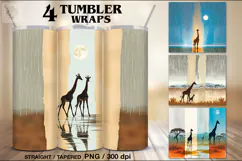 4 Giraffe Tumbler Sublimation, 20 oz Tumbler Wrap Product Image 1