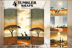 4 Giraffe Tumbler Sublimation, 20 oz Tumbler Wrap Product Image 1