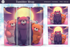 Cute Bears Tumbler Sublimation, 20 oz Tumbler Wrap Product Image 1