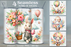 4 Easter Bunny Tumbler Wrap Sublimations, 20 oz Product Image 1