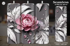 Peony Tumbler Wrap Sublimation, 20 oz Product Image 1