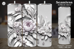 Peony Tumbler Wrap Sublimation, 20 oz Product Image 1