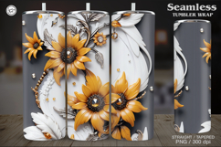 Sunflower Tumbler Wrap Sublimation, 20 oz Product Image 1