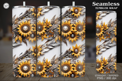 Sunflower Tumbler Wrap Sublimation, 20 oz Product Image 1