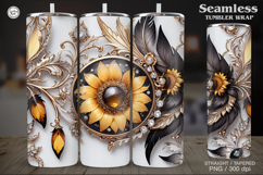 Sunflower Tumbler Wrap Sublimation, 20 oz Product Image 1