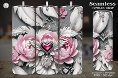Peony Tumbler Wrap Sublimation, 20 oz Product Image 1
