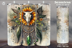 Skull and SunflowerTumbler Sublimation, 20 oz Product Image 1