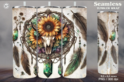 Skull and SunflowerTumbler Sublimation, 20 oz Product Image 1