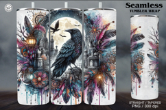 Raven Tumbler Sublimation, 20 oz Tumbler Wrap Product Image 1