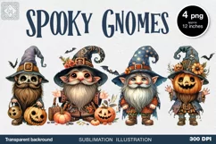 Watercolor Spooky Gnomes PNG sublimation Product Image 1
