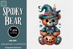 Watercolor Halloween Spooky Bear PNG sublimation Product Image 1