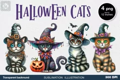 Watercolor Halloween Spooky Cat PNG sublimation Product Image 1