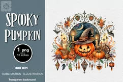 Watercolor Halloween Spooky Pumpkin. PNG sublimation Product Image 1