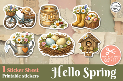 Spring. Vintage. Print &amp; Cut Stickers PNG Product Image 1