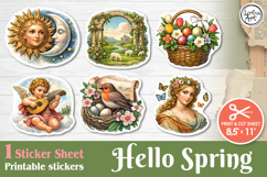Spring. Vintage. Print &amp; Cut Stickers PNG Product Image 1
