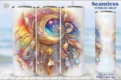 4 Boho Moon Tumbler Sublimation, 20 oz Tumbler Wrap Product Image 2