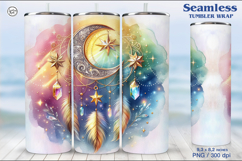 4 Boho Moon Tumbler Sublimation, 20 oz Tumbler Wrap Product Image 3