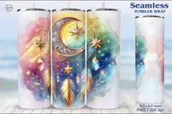 4 Boho Moon Tumbler Sublimation, 20 oz Tumbler Wrap Product Image 3