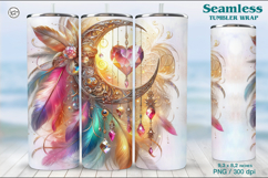 4 Boho Moon Tumbler Sublimation, 20 oz Tumbler Wrap Product Image 2