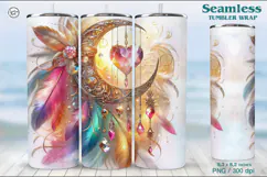 4 Boho Moon Tumbler Sublimation, 20 oz Tumbler Wrap Product Image 2