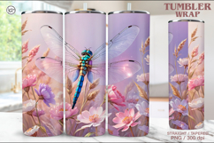 Dragonfly Tumbler Sublimation, 20 oz Tumbler Wrap Product Image 1